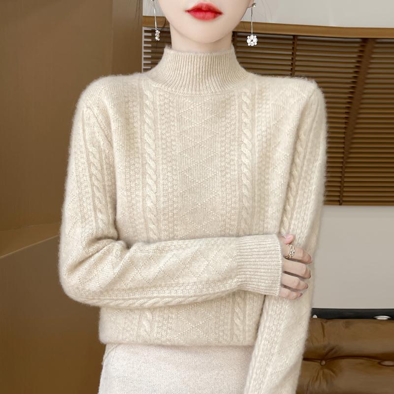 Women Sweater 100% Wool MODERN NEW SAGA Turtleneck Knit Pullover Thick Winter Jumpers Female Knit Tops