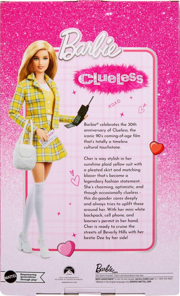 Barbie Clueless Cher Movie 30th Anniversary Signature Black Doll House for Pretend Ages 6 and JBJ34 Dress-Up Play, Up, Yellow,