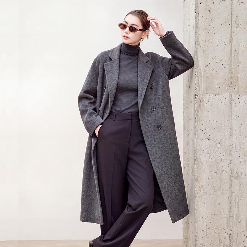 100% Wool Women Coat Autumn Wool Long Coat Handmade Pea Coat Winter Warm Wool Long Jacket Overcoat