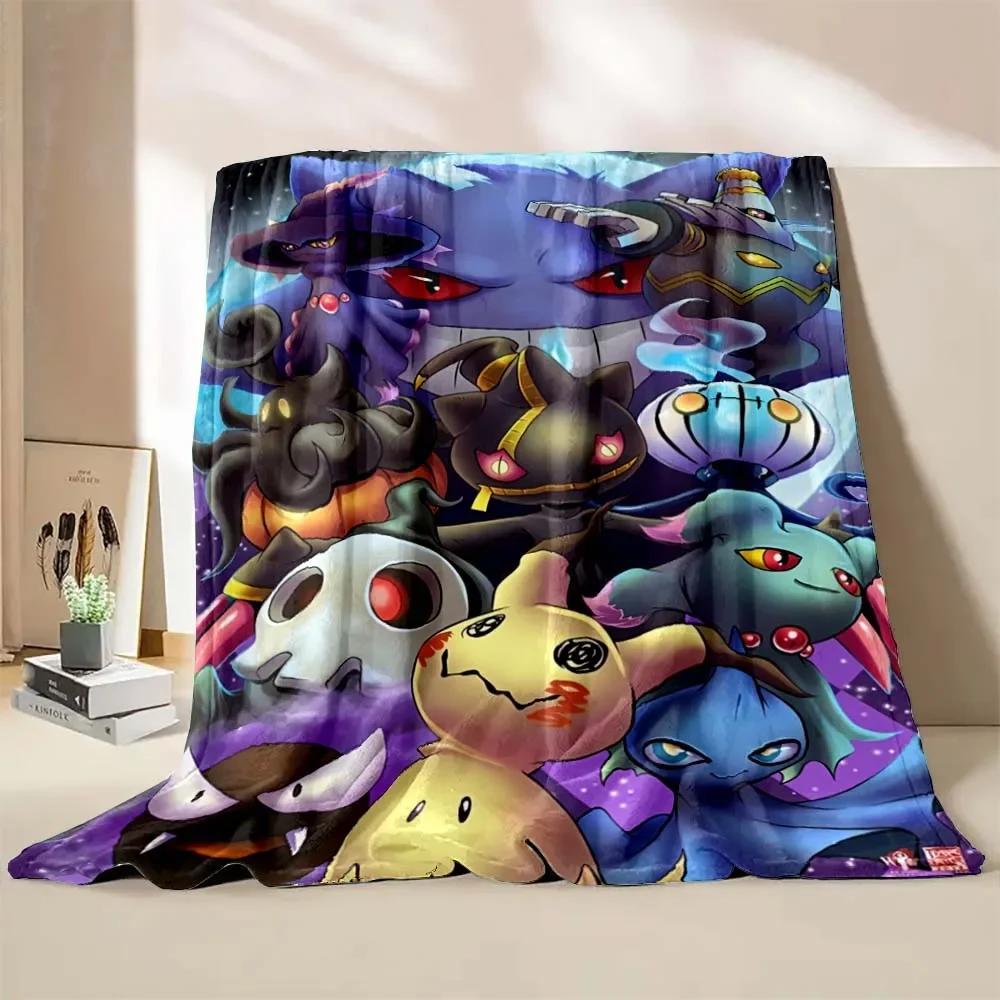 Japanese Style Blanket Pokemon Flannel Throw Home Sofa Lunch Break Blankets Cartoon Eevee Anime Figures Kids Children Student