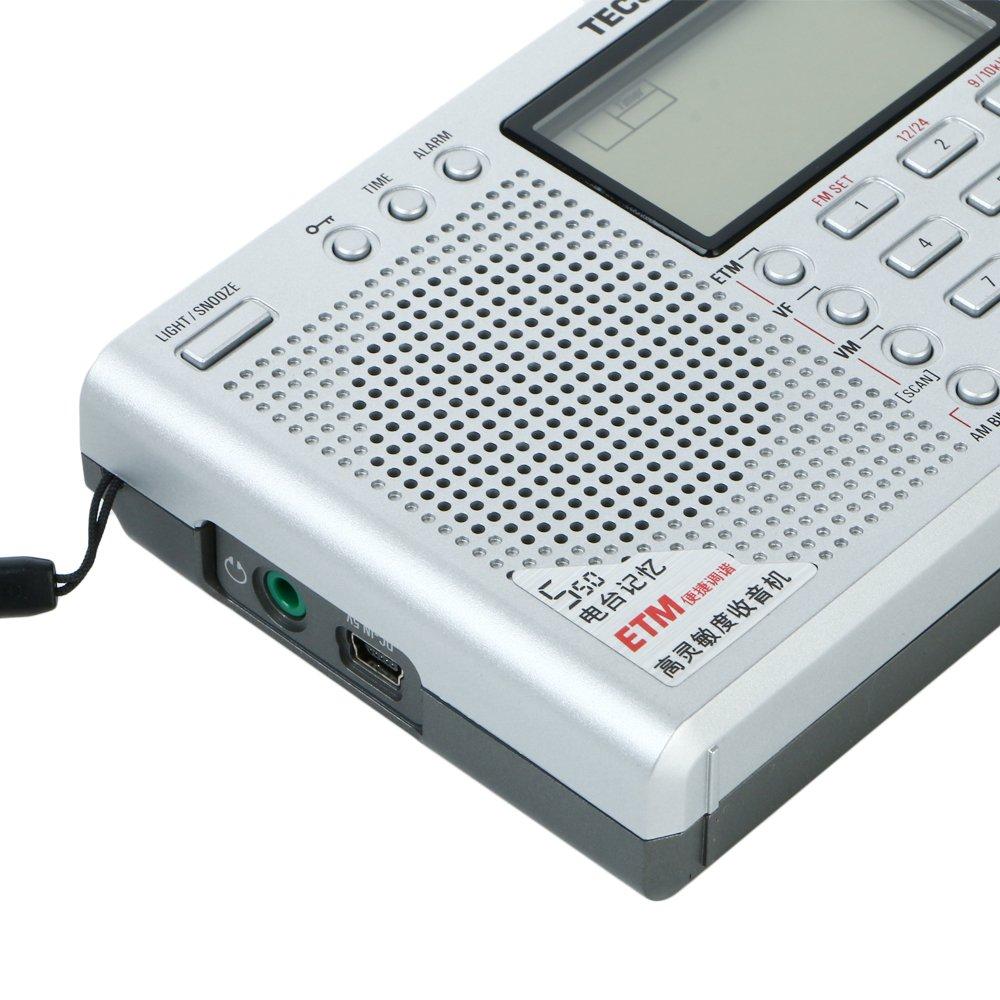 TECSUN Digital DSP krátkovlnné rádio Přenosný BCL přijímač FM World Band Receiver Paměť předvoleb stanic 550 10 tlačítek Měřič signálu USB Napájení ATS Auto