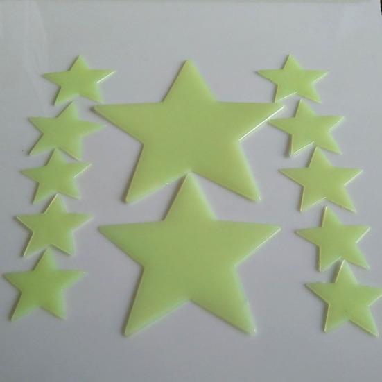 12 Stück leuchtende, im Dunkeln leuchtende Sterne Wandaufkleber für Zuhause, Schlafzimmer, Schlafsaal, Dekoration