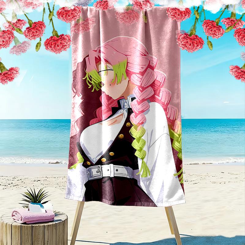 Demon Slayer Print Beach Towel, Large Soft Quick Dry Towel for Beach Camping Swimming