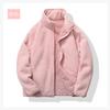 Women's Long Sleeve Fleece Jacket Stand Collar Casual Style Thickened Sherpa Lined Zip Up Outerwear