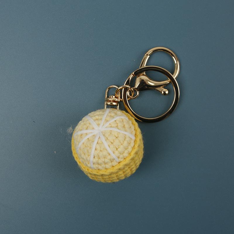 Cute Fruit Series Crochet Keychain Handmaking Knitted Fruit Keyrings For Bag Pendant Keychain Custom Accessories