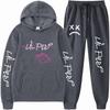 Mens Streetwear Hooded Sweatshirt Pants Set Casual Outfit Trendy Urban Style