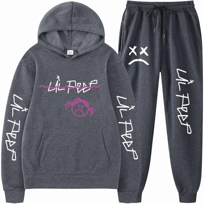 Mens Streetwear Hooded Sweatshirt Pants Set Casual Outfit Trendy Urban Style
