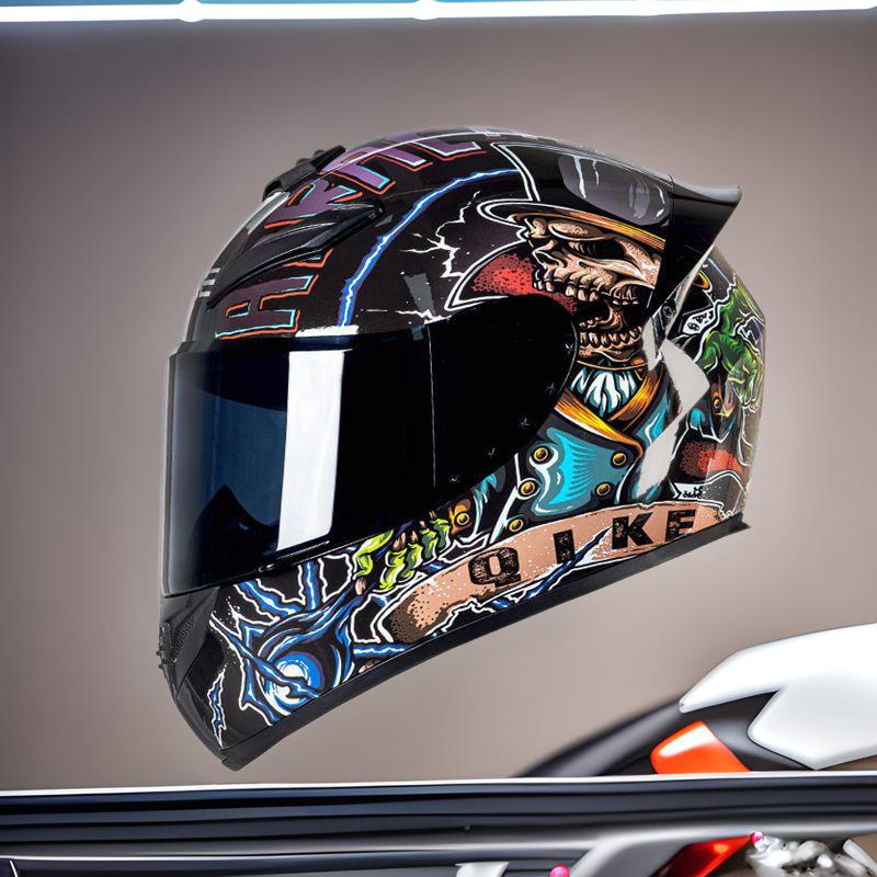 New QK111 Four-Season Full-Face Motorcycle Helmet Unisex Riding Helmet for Adults with Clear or Black Lens Available