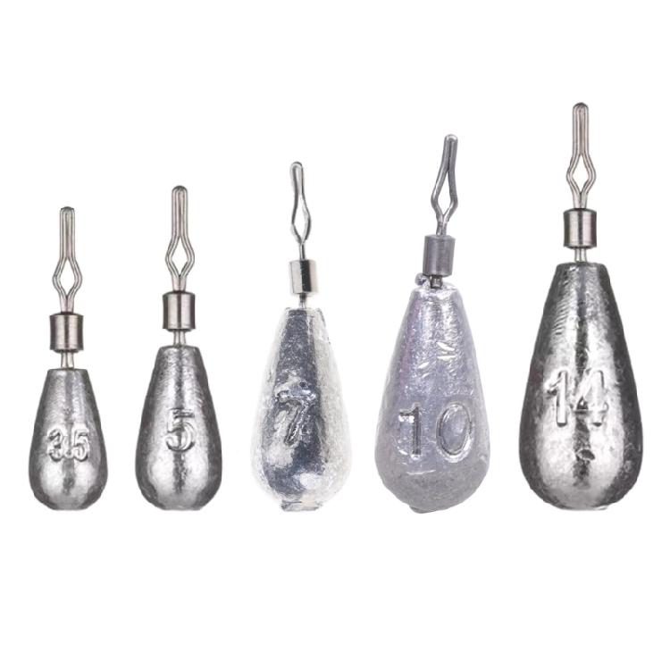 50pcs Bass Casting Fishing Weights Sinkers Fishing Tackle Accessories Fishing Bottom Sinkers Weight 360 Degree Rotating