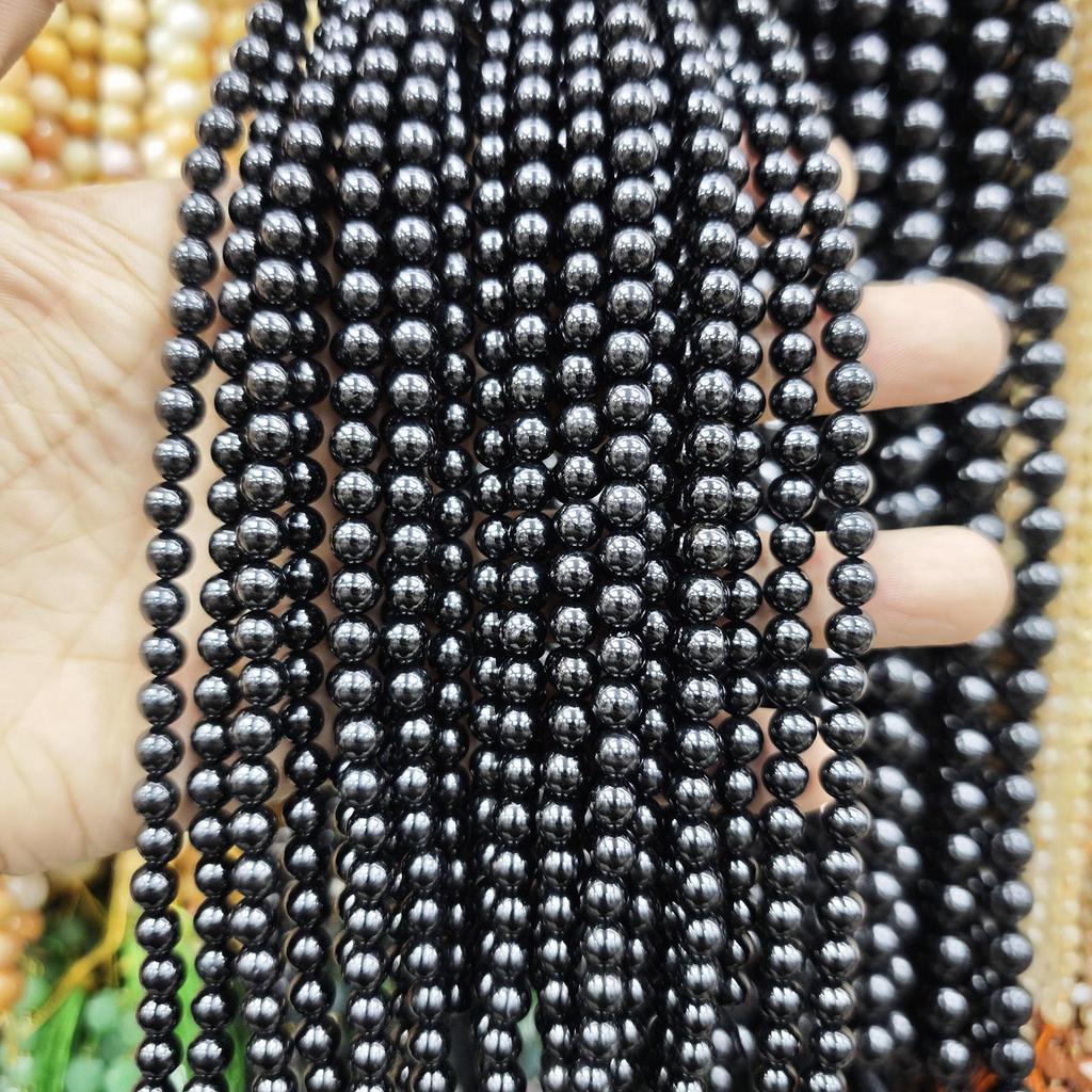 Naturalne Brazylskie Czarny Turmal Kostki Okrągłe Koraliki do Bransoletek DIY