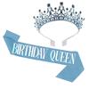 1 Set Universal High Durability Lightweight Birthday Crown Headgear Decoration with Sash for Party