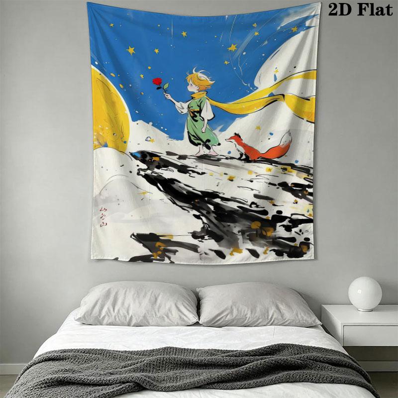 Little Prince Hush Wall Hanging Printed Fabric Blanket Decorative Tapestries for Bedroom Living Room Home Decor