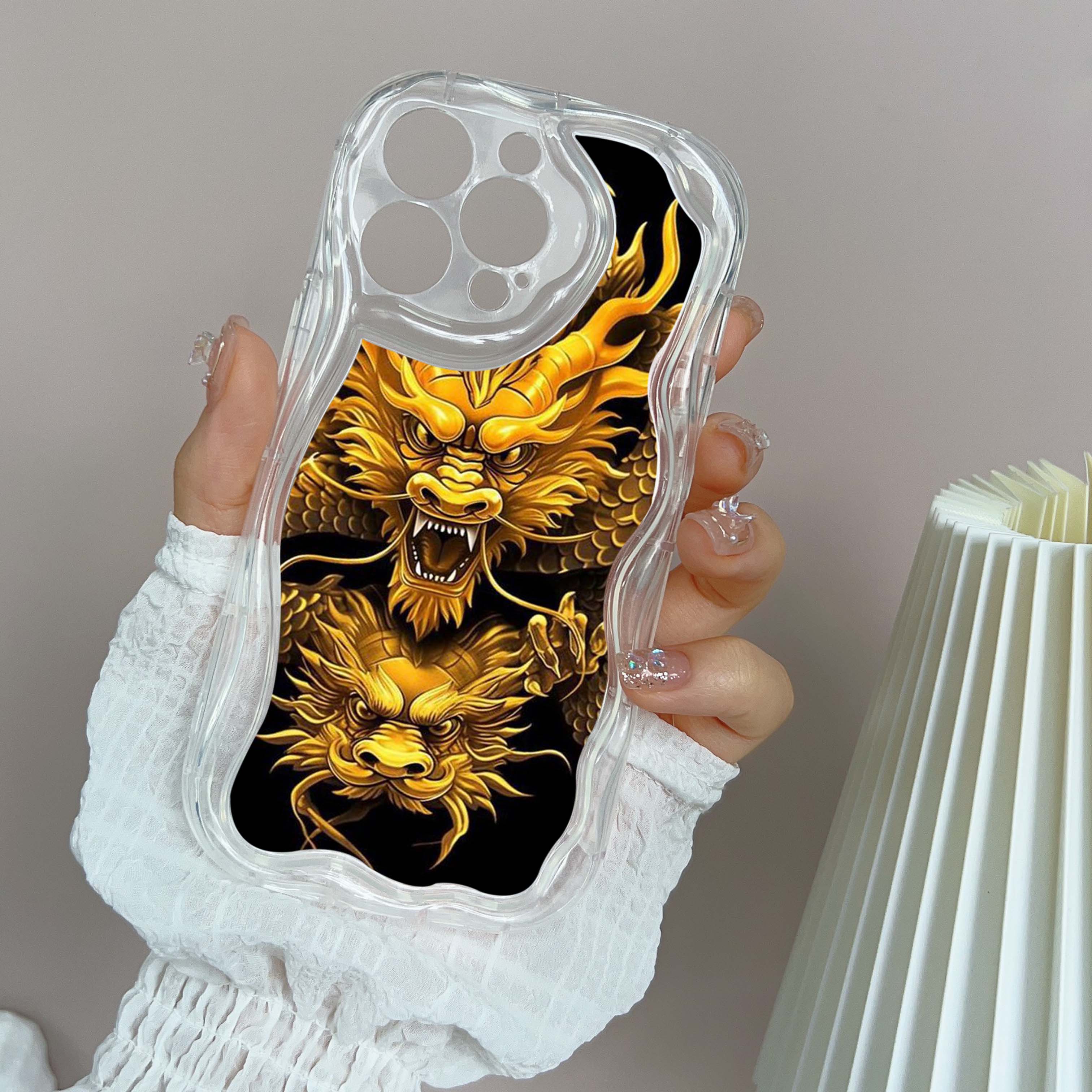 

Волнистый чехол для телефона N34 с дизайном «Год Дракона» для iPhone 15 14 13 Pro Max Samsung S24 S23 Ultra A54 A14 A12 Xiaomi Redmi 13C, мягкая задняя крышка Huawei for iPhone 13