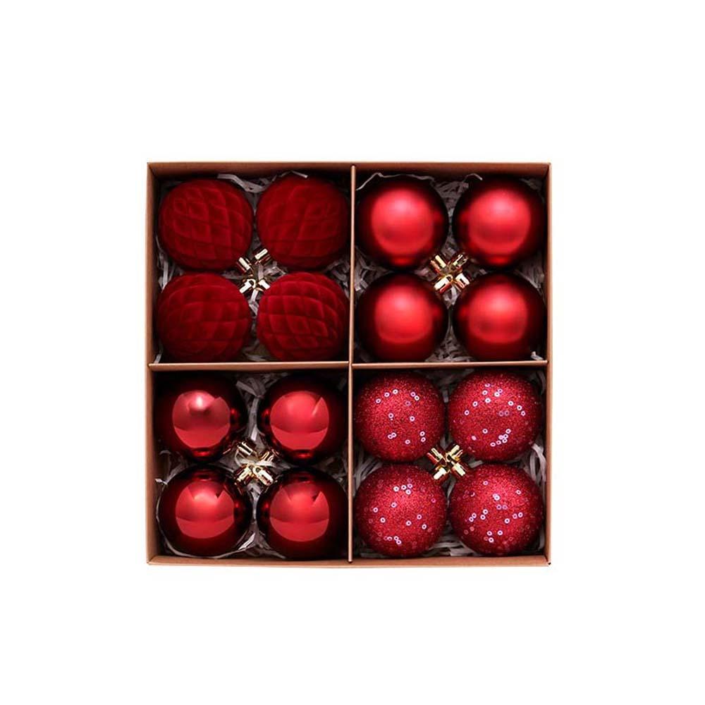 Flocked Velvet Christmas Ornaments Set Electroplated Shiny Holiday Hanging Pendants Family Homes
