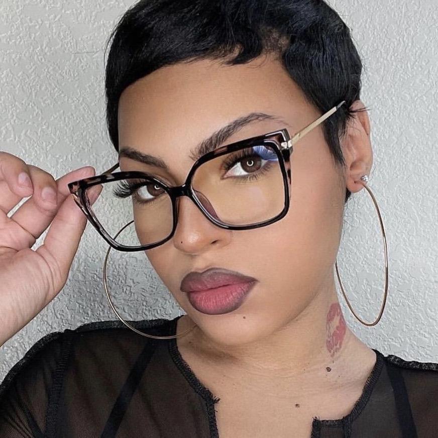 Fashion Women Brand Design Square Oversized Frame Anti-Reflection Anti Computer Blue Light Protection Glasses Female Eyeglasses