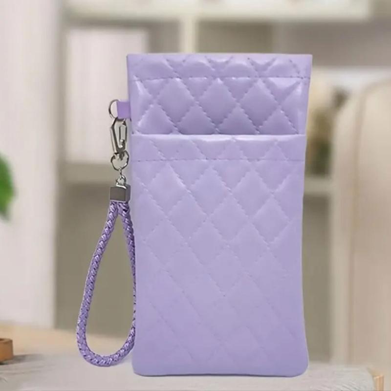 Double Compartment Eyeglass Organizers With Squeeze Top Closure And Strap For Women Multiple Color Option