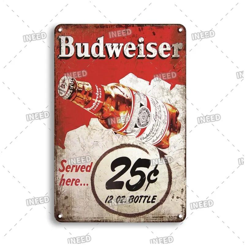 Vintage Budweiser Beer Metal Tin Sign Retro Wall Decor for Bar Pub Club Man Cave INEED Decor Metal Plate Sign 20x30cm(7.8x11.8inch)