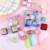 Cartoon Animal Rolling Stamp with Ink Pad Cute Self-Inking Roller for Kids Students Fun Classroom Prize Kindergarten DIY Craft Supply