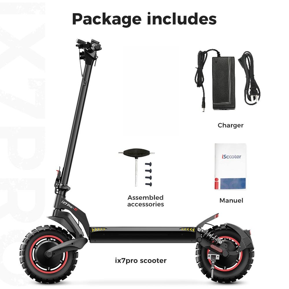 iScooter iX7 Pro 2000W 10-inch Dual-Drive Off-Road Electric Scooter - 48V 17.5AH, 60km Range, App Controlled Electric Scooter