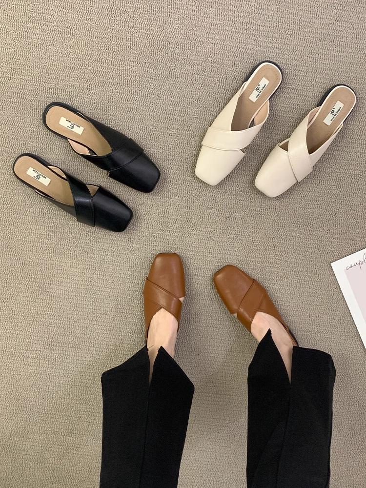 Niche Design Bag Head Half Slippers Outer Wear Summer One Pedal Muller Lady Flat Cool Slippers