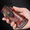 Exquisite Retro Carved Handmade Cowhide Cover For Outdoor Folding Small Knives, Portable Knife Cover And Sheath