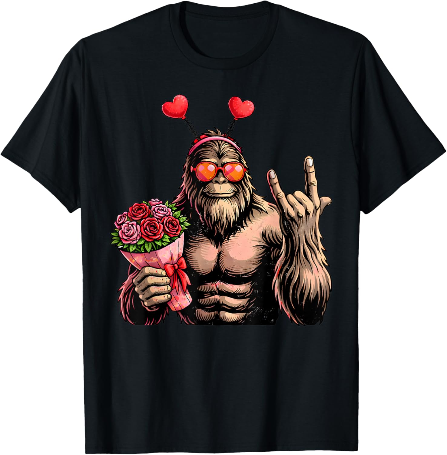 Funny Valentines Day Bigfoot Heart Sasquatch Men Boys Kids T-Shirt S