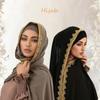 Silk Islamic Turban Gold Sequin Wraps Shawl Fashion Chiffon Hijab Scarf  Beach