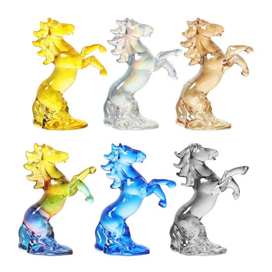 Fake Crystal Horse Figurine Artistic Simulation Pony Statue Miniature Zodiac Animal Sculpture Home Office Desktop Feng Shui Decoration Ornament