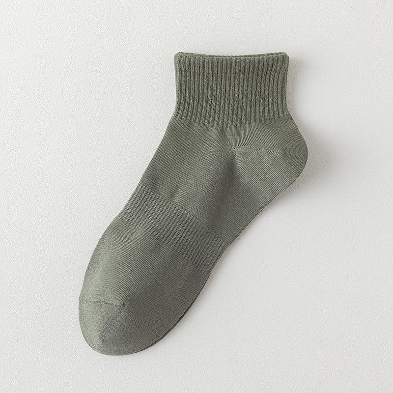 Men Spring and Summer Pure Cotton Leisure Breathable Boneless Short Tube Socks