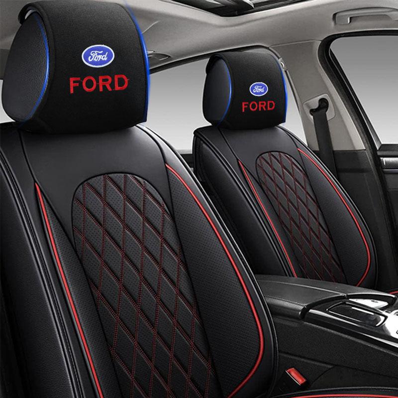 1/2pcs Car Accessories Seat Headrest Protective Covers For Ford Focus Mondeo Kuga Fiesta MK7 Escort Explorer Edge 2 4 MK2 MK4