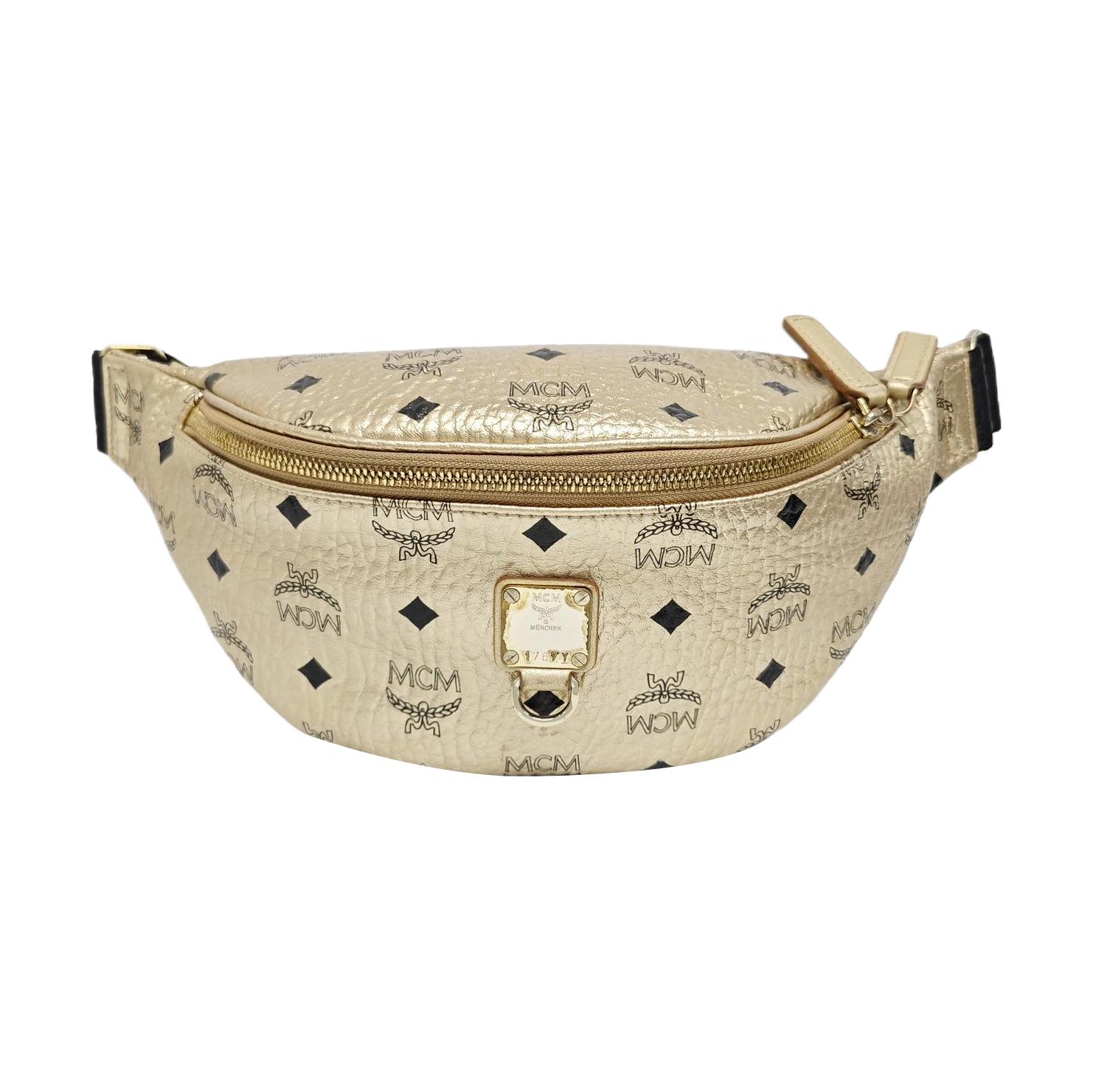 [Pre-Owned] Fursten Small Gold Coated Canvas Printed Waist Bag - Very Good #132JRFW ONE SIZE