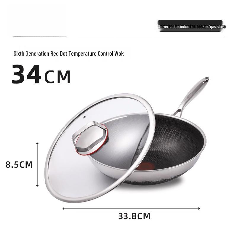 ZISIZ Red Dot 304 Stainless Steel Wok with Temperature Control