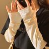 Flower Embroidered Long Ice Silk Sleeves Loose Cycling Gloves Sunscreen Arm Covers  Summer