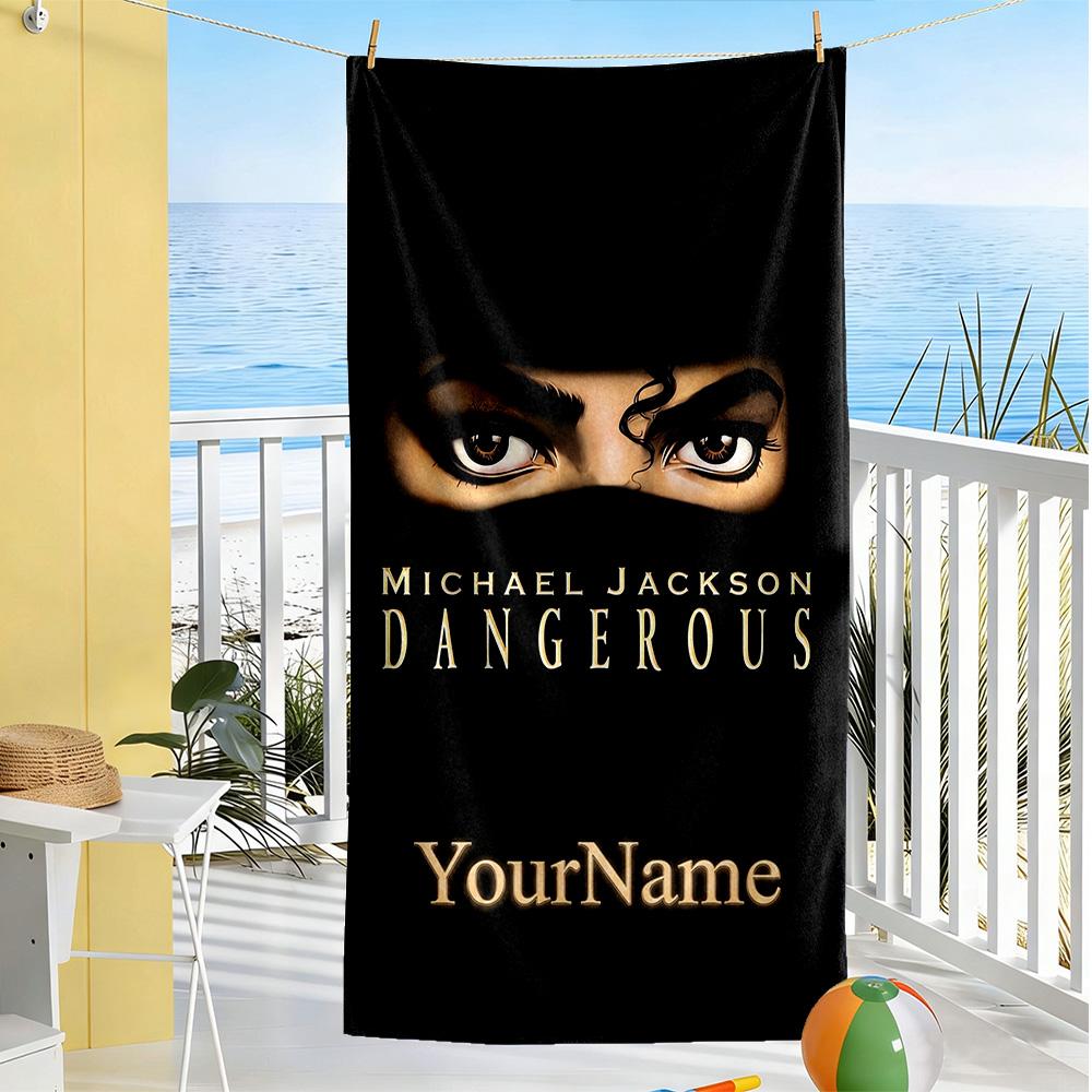 Michael Jackson Customized Name Beach Towel Super Soft & Absorbent Suitable for Swimming Gym Camping Yoga Vacation