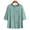 Summer Suit Printed Ladies Short-sleeved Cotton and Linen Loose Summer Clothes Two-piece Suit Plus Size