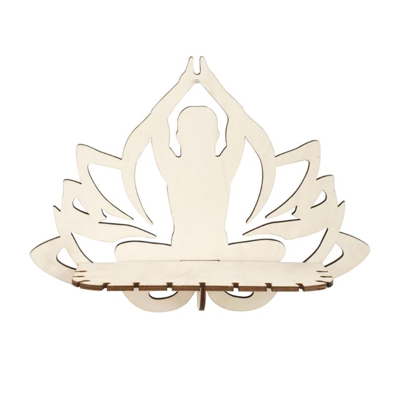 Artistic Wood Human Figure Wall Mounted Shelf Candle Stand Handcrafted Wood Human Figure Wall Shelf for Room Decors 1