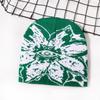 Unisex Jacquard Eye Flower Pattern Knitted Beanies Hat Fashionable Winter Warm Hiphop Bonnet Skull Hat for Men and Women