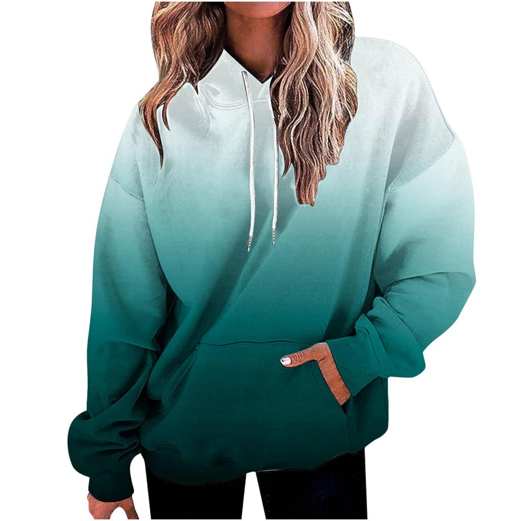 Kids 3D Gradient Printed Long Sleeve Loose Hooded Sweatshirt Simple Girl Casual Long Sleeve Pullover