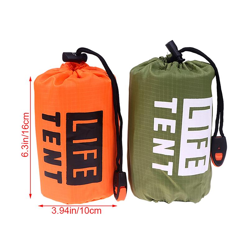 1 Person Emergency Shelter Survival Tent Kit Aluminum Film Triangle Tent Sleeping Bag With Storage Bag Outdoor Thermal Blanket