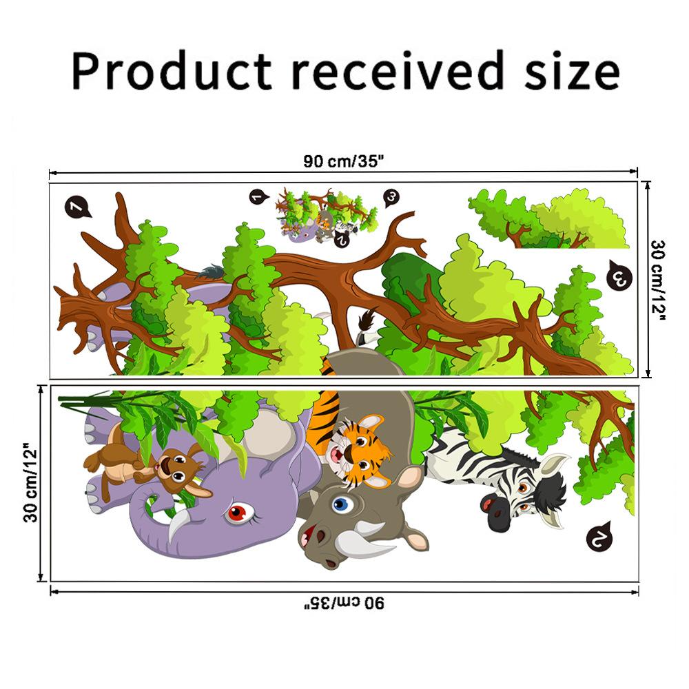 Waterproof Self-adhesive Big Tree Animal Elephant Rhino Tiger Maca Wall Sticker Bedroom Living Room Wall Decor Sticker Door Sticker