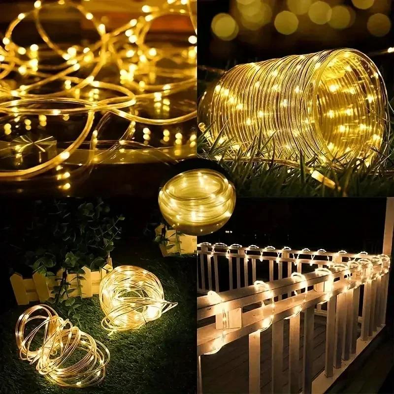 7m/12m 100LED Solar String Lights Outdoor Waterproof Garden Rope Lights with 8 Modes for Party Wedding Patio Holiday Decoration