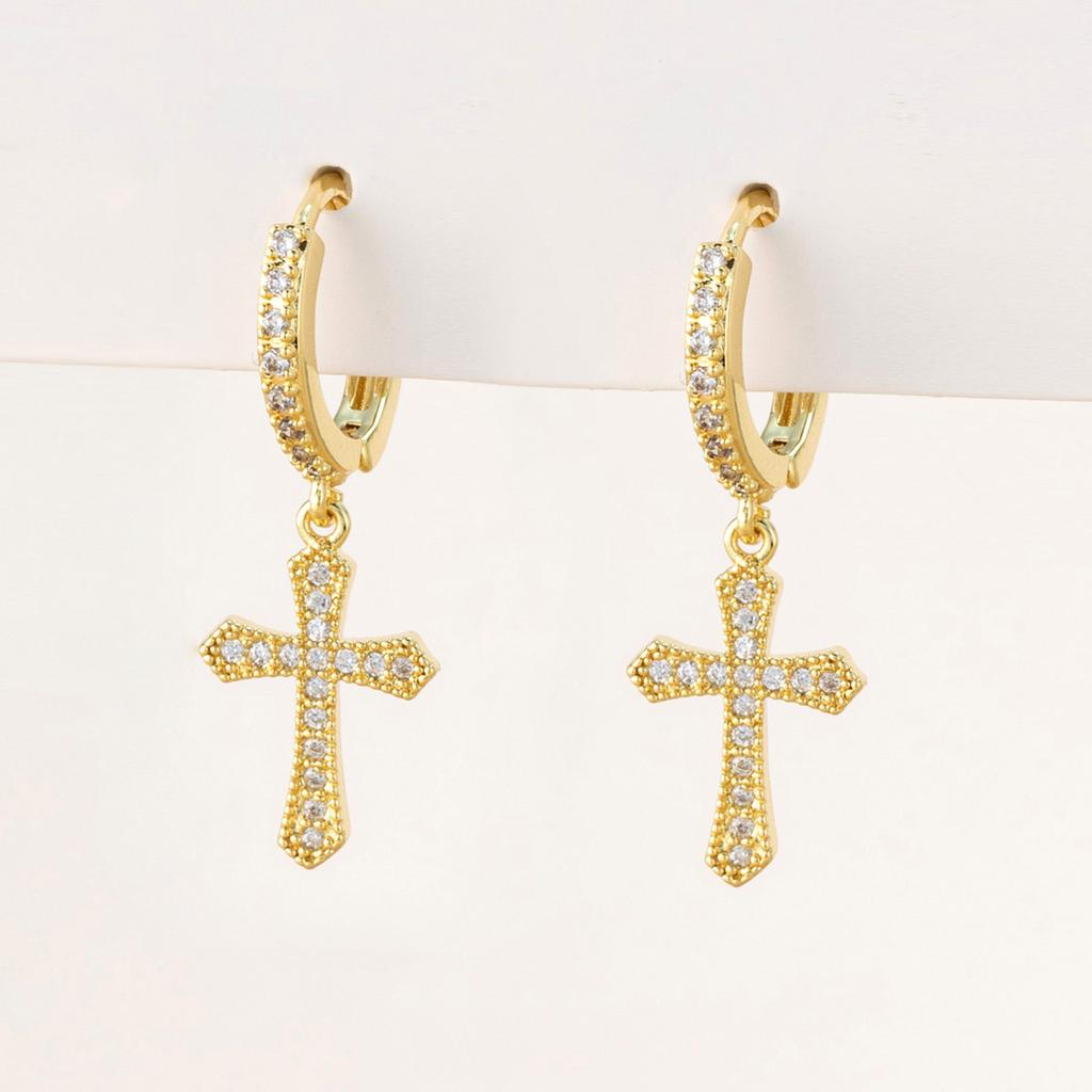 Zircon Cross Dangle Earrings For Women Girls Stainless Steel Cross Earring 2025 Trending Couple Wedding Aesthetic Jewelry Aretes
