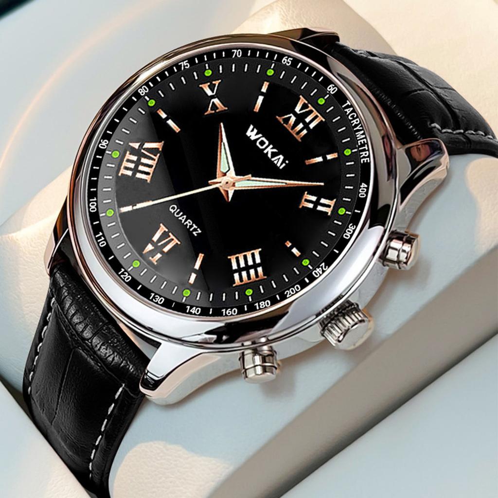 Business Quartz Sports Mens Watch PU Leather Strap Analog Digital Display Date Function Business Sport Watch