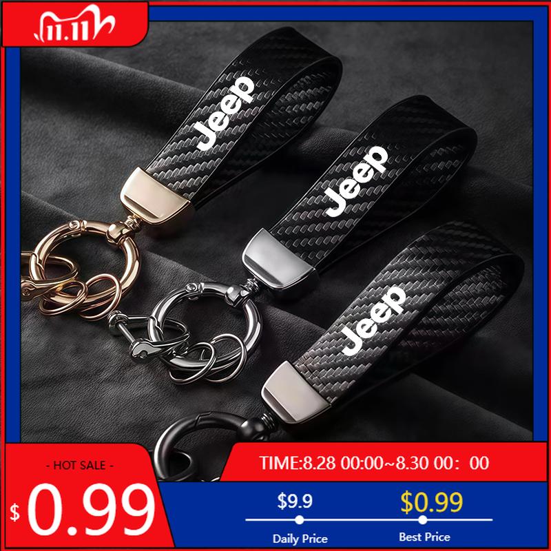 Portabicchieri Auto Portachiavi Fibra di Carbonio Portachiavi Lega di Zinco Accessori Per Jeep Wrangler Grand Cherokee Avenger Compass Wagoneer