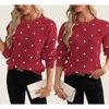 Women S Long Sleeve Pullover Knit Sweater Polka Dot Loose Fit