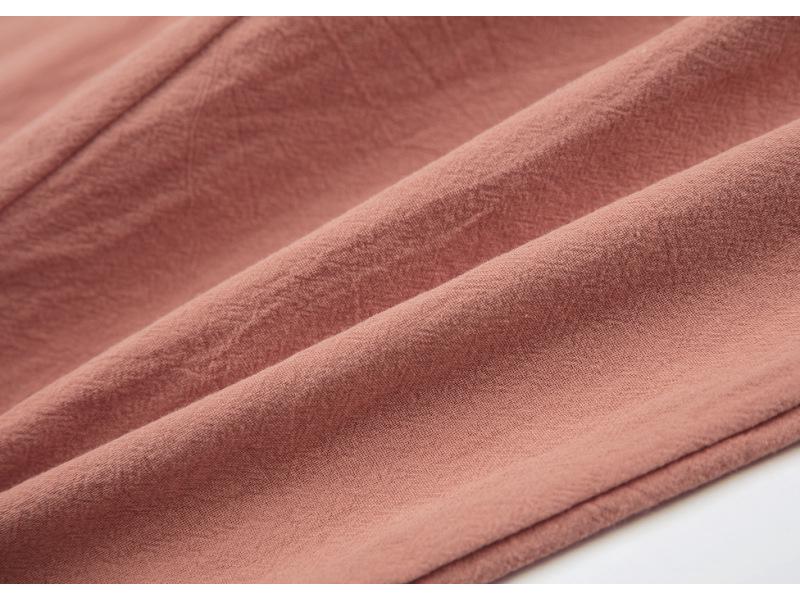 Women's Wide-Leg Linen-Cotton Pants - Solid Color, Nine-Point, Casual, Loose Fit
