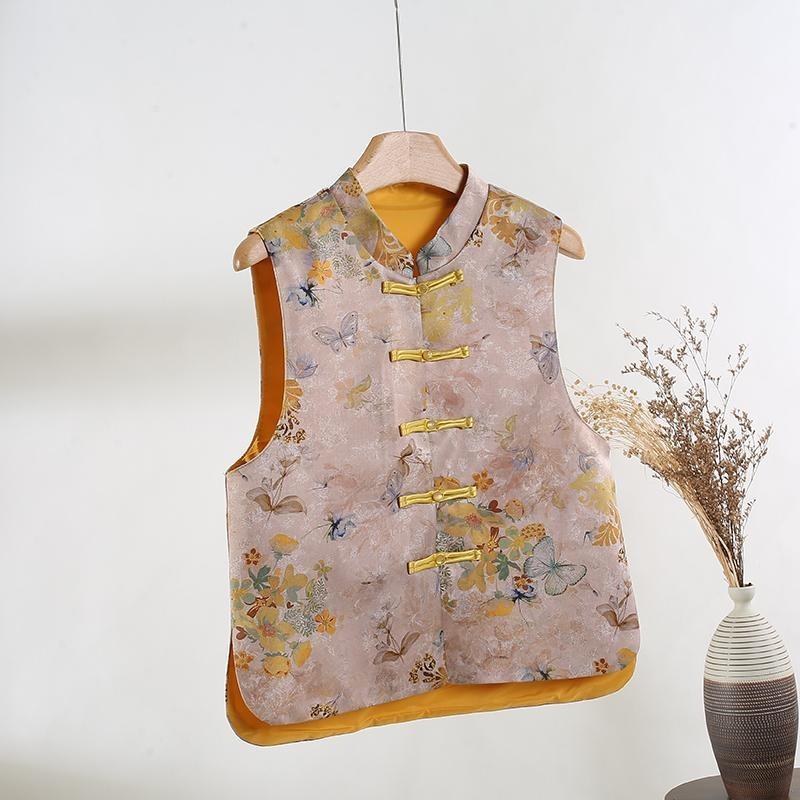 

2025 жилет жаккардовый модный топ женский весенний темпераментный универсальный улучшенный топ на пуговицах 3XL ([Recommended 138-75kg])