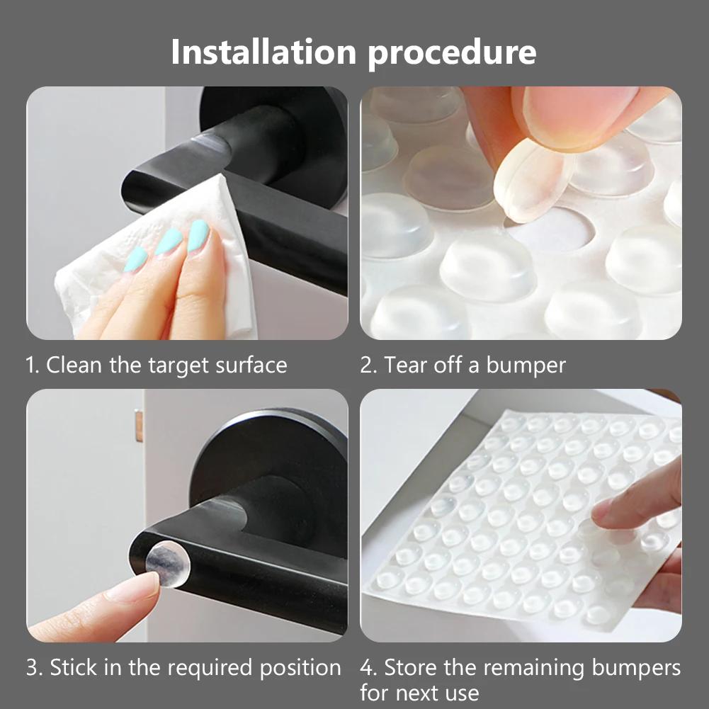 50pc Self Adhesive Buffer Pads Silicone Door Stopper Cabinet Bumpers Wall Protector Furniture Refrigerator Anti-crash Pad