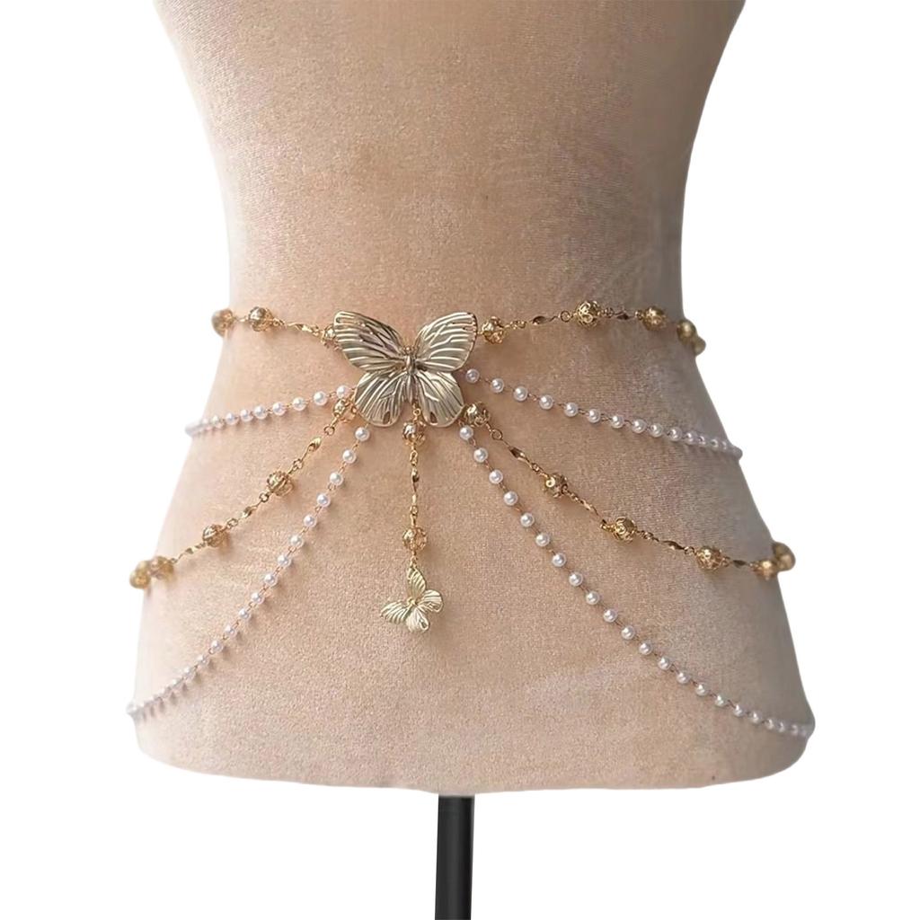 Decorative Waist Chain Single/Multi Layer Floral Pearls Designing Waist Belt Decoration for Parties and Everyday Wear
