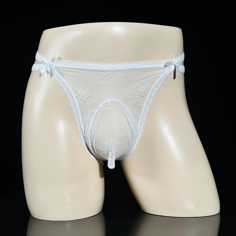 Nízký pas Pánská tanga Sexy krajka Prodyšné Tenké Sexy Kalhotky Taška Egg Jj Set Kalhotky Fake Girl Temptation